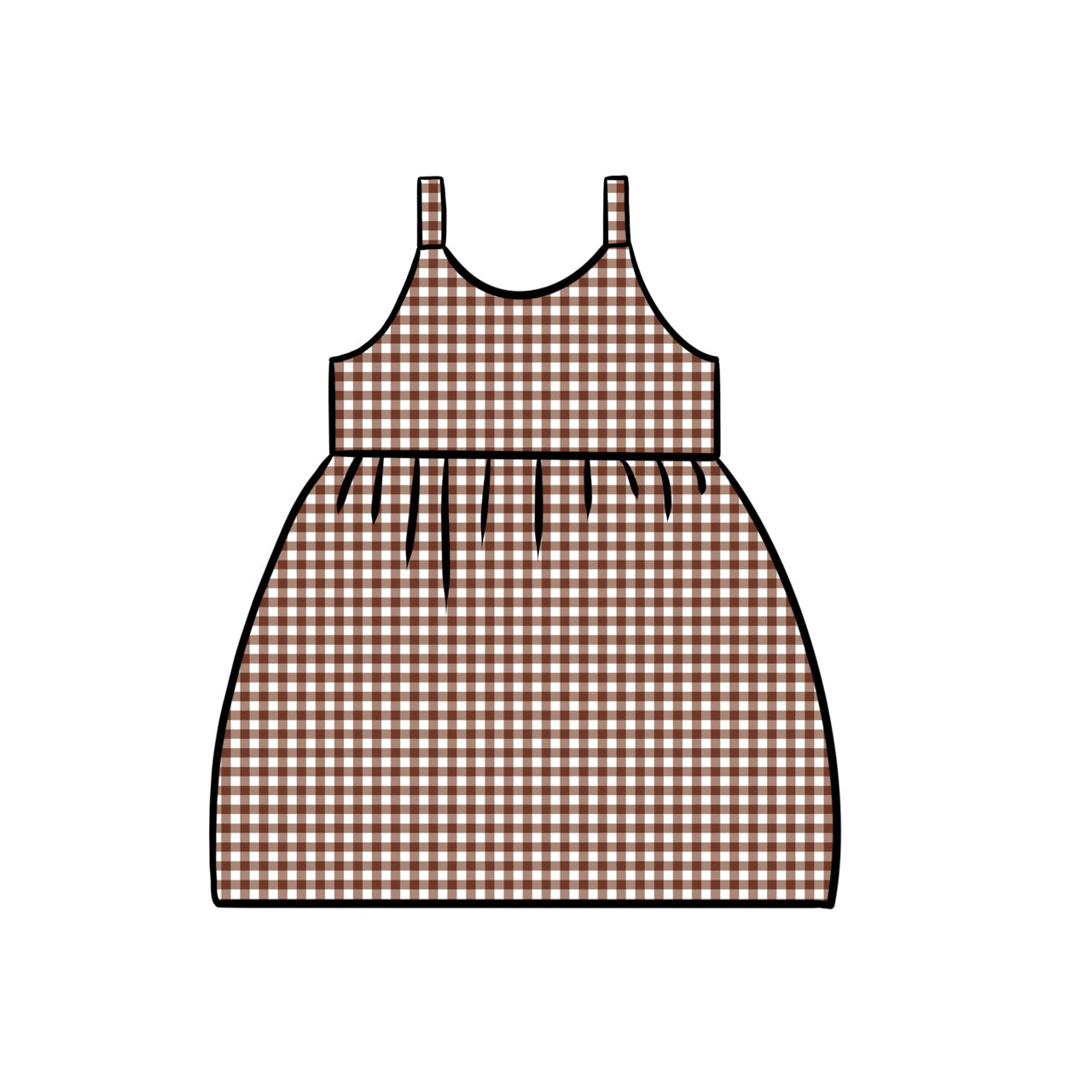 Gathered Dress | Brown Gingham