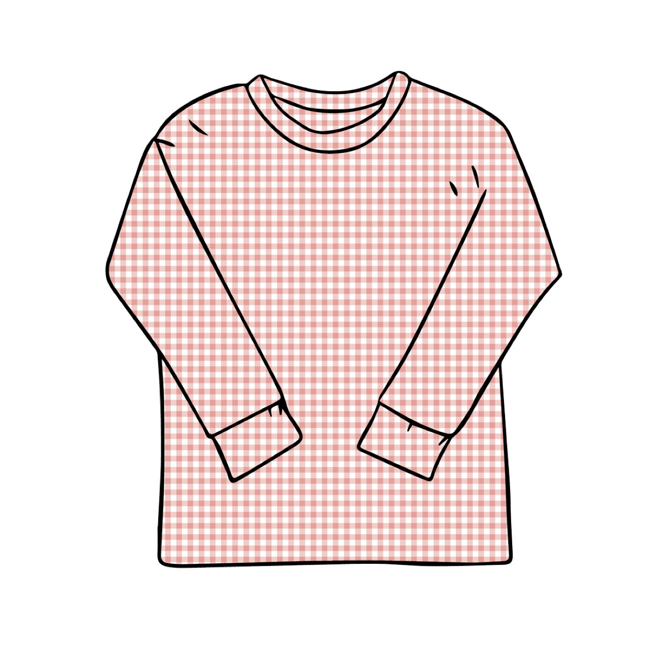 Junior Baggy Tees | Long + Short Sleeve | Pink Gingham