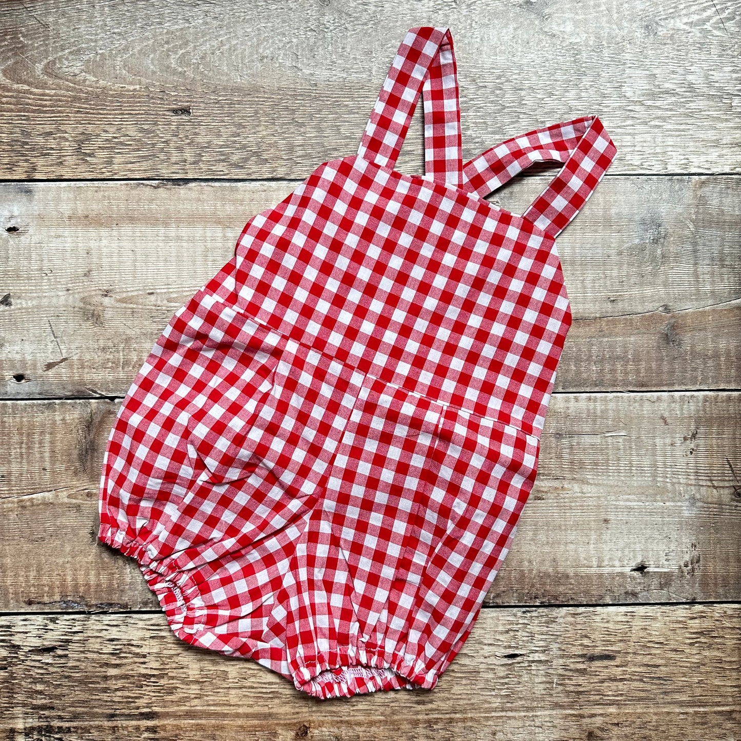 Cross Back Romper | Red Gingham