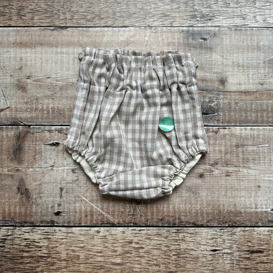 Bloomers | Beige Linen Gingham