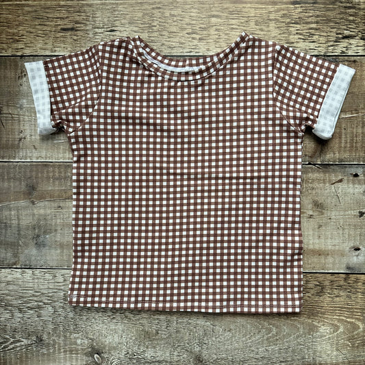 Baggy Tee | Brown Gingham