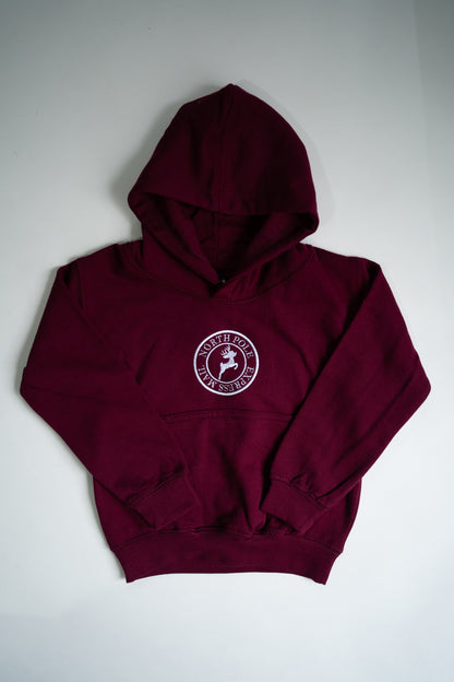 Kids Embroidered Hoodie | Burgundy