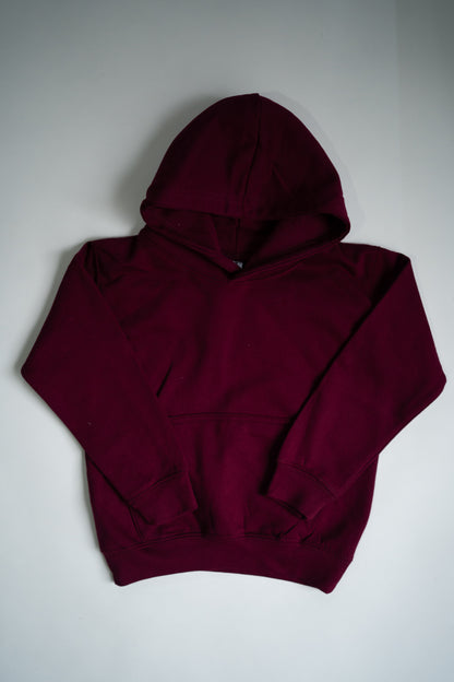 Kids Embroidered Hoodie | Burgundy