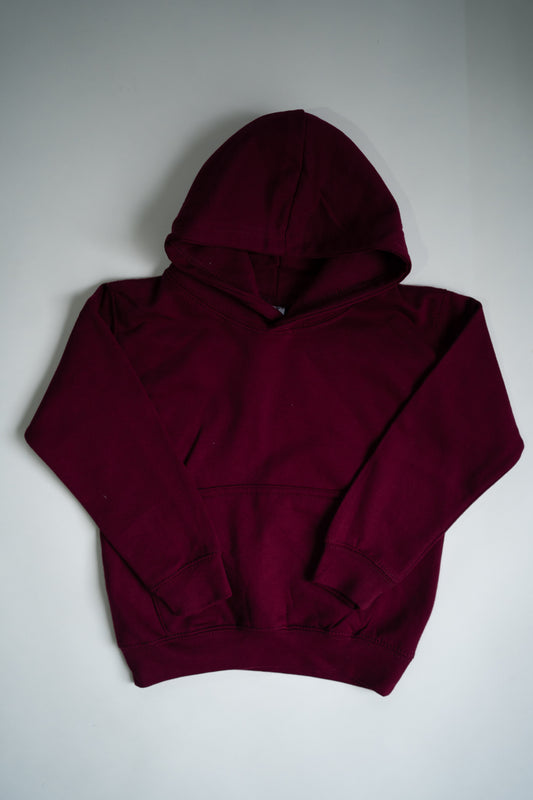 Kids Embroidered Hoodie | Burgundy