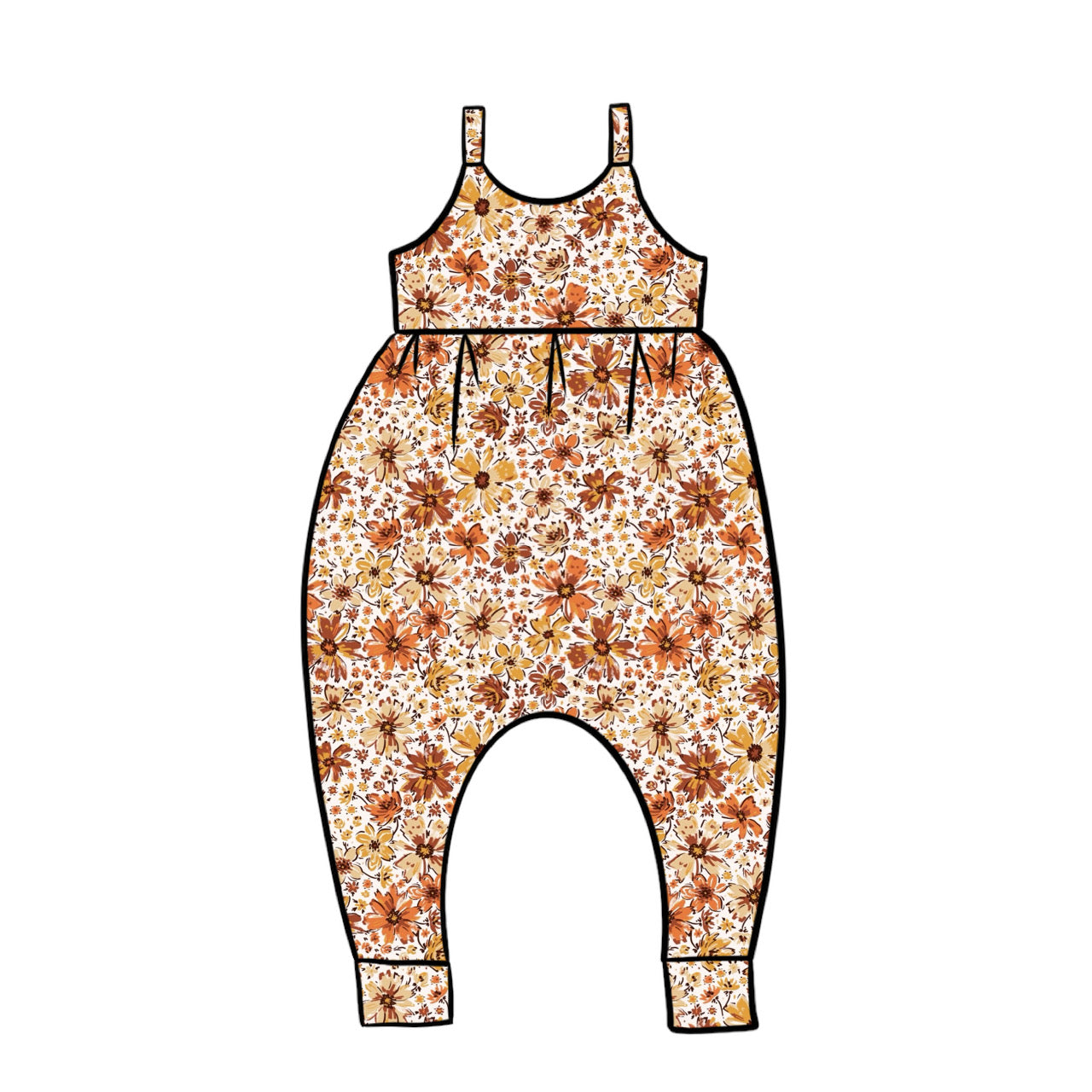 Gathered Romper | Golden Blooms