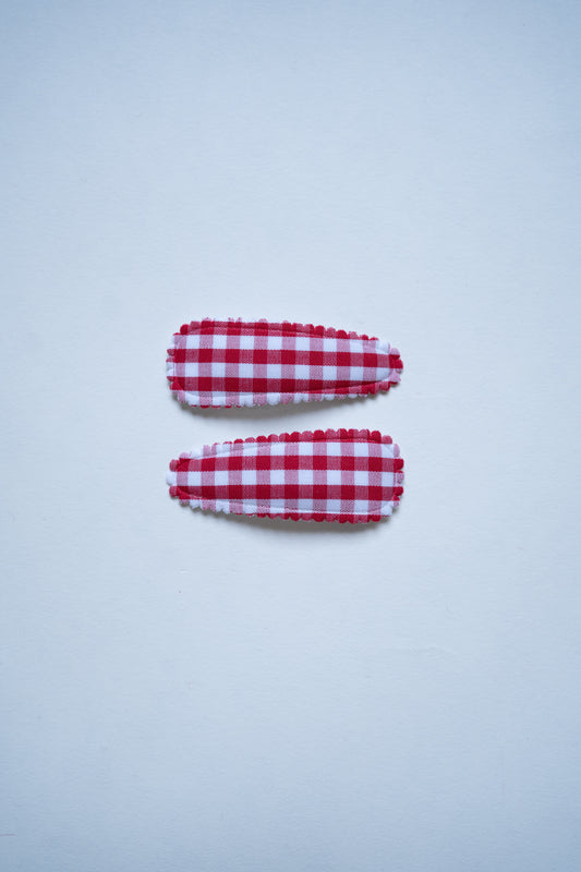 Red Gingham Snap Clips | 2-Pack