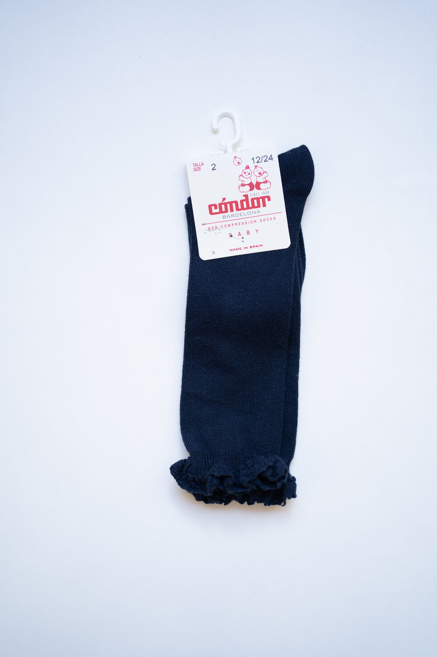 Condor Lace Edge Knee Socks - Navy