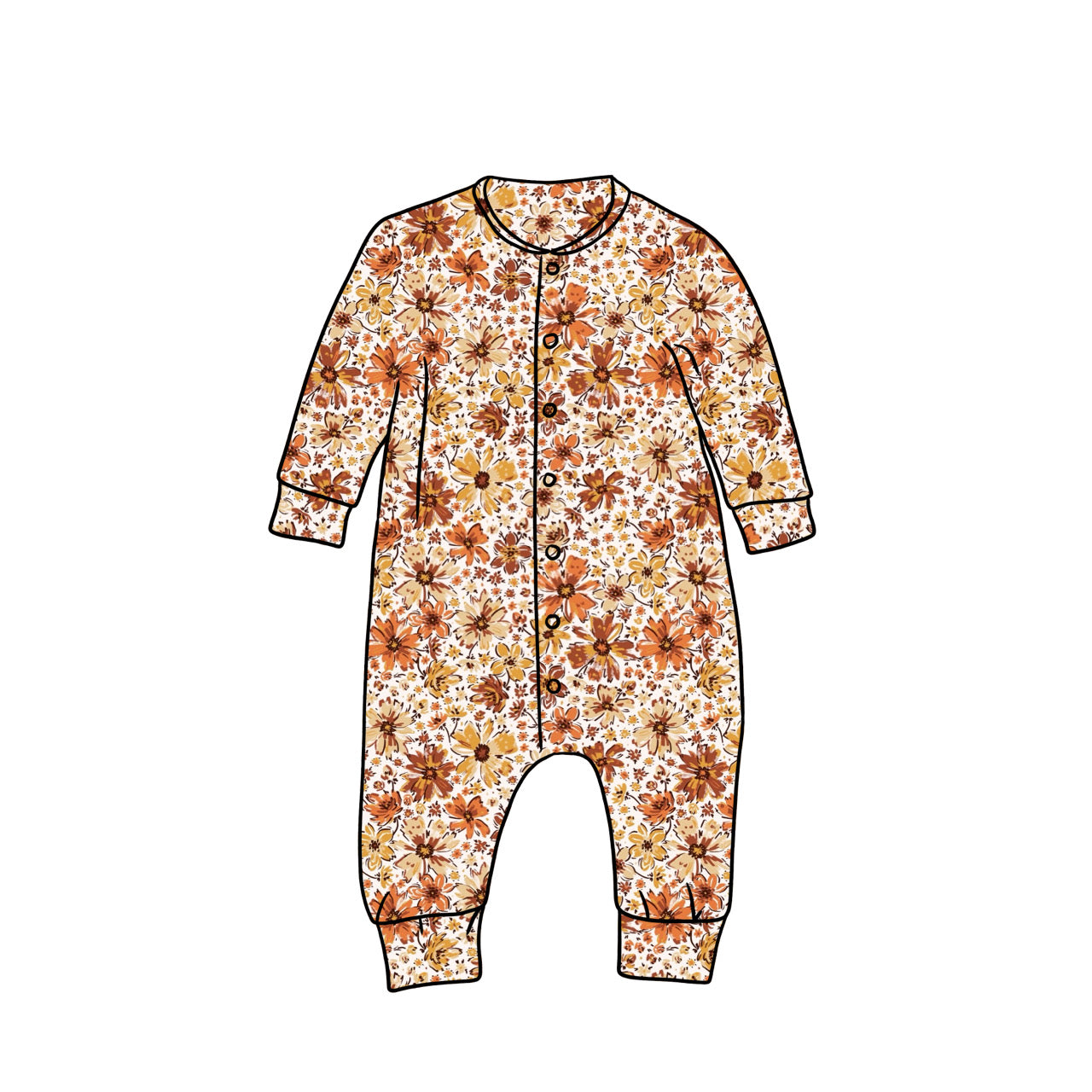 Popperdown Romper | Golden Blooms