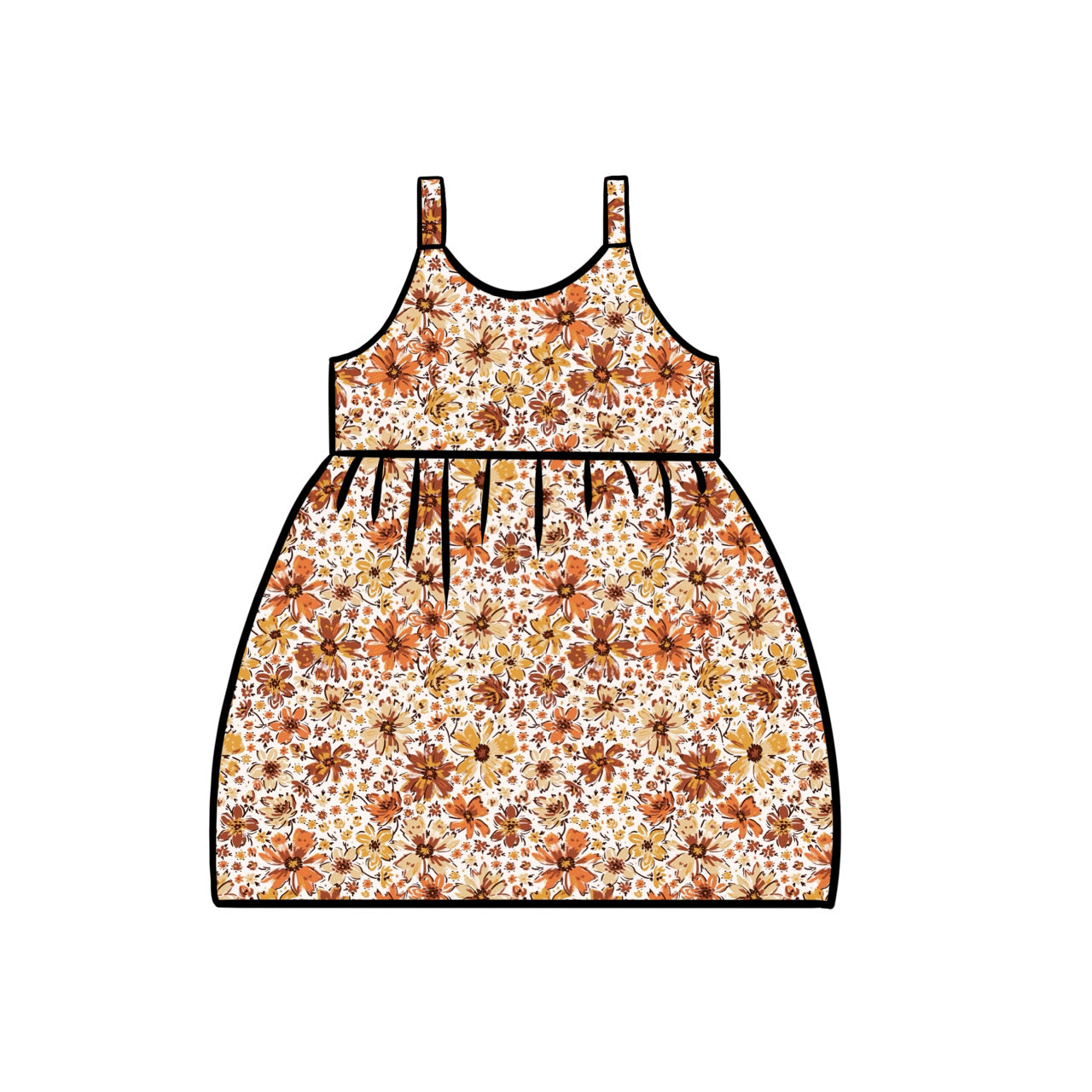 Junior Gathered Dress | Golden Blooms