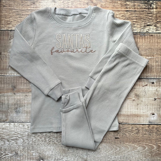 Santas Favourite Ribbed Set | Grey