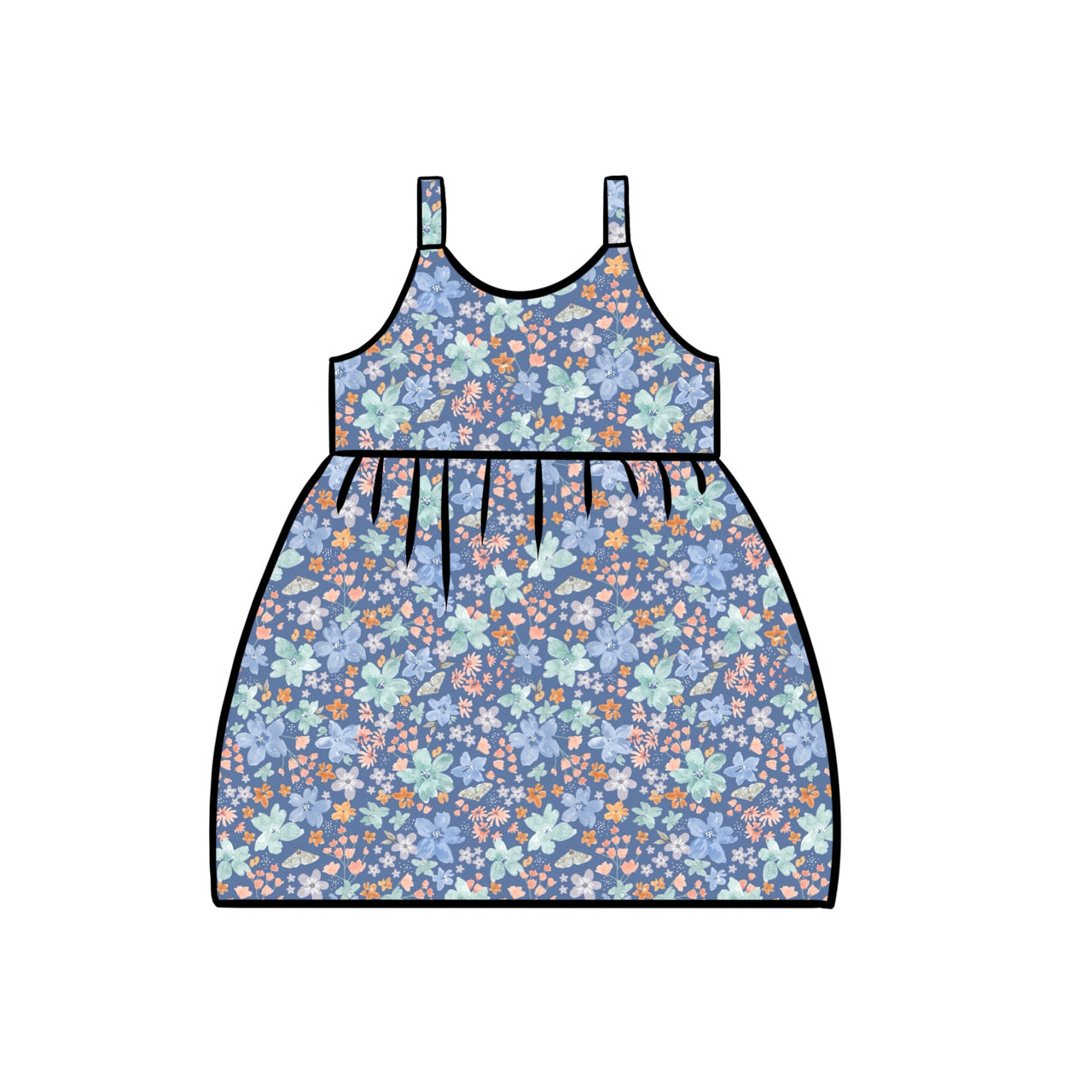 Junior Gathered Dress | Wild Blue