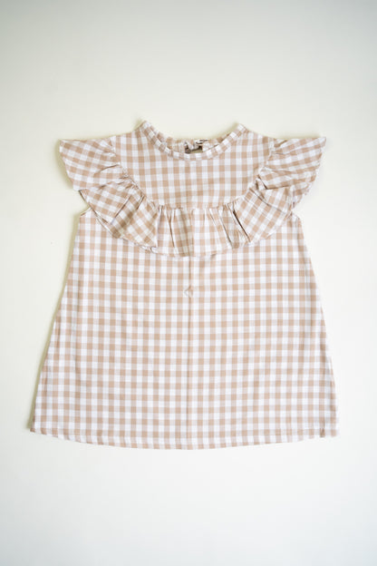 Smock Dress | Beige Gingham