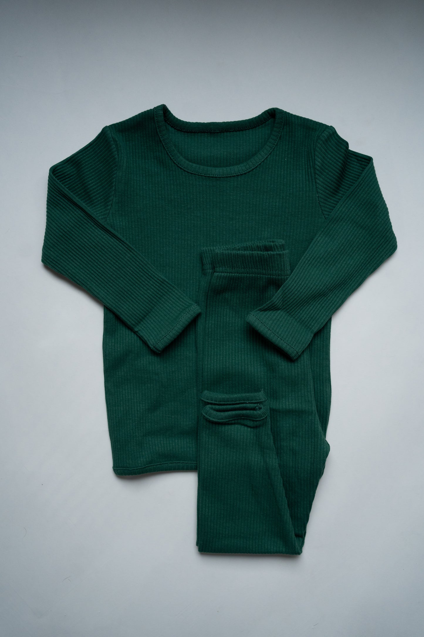 Bottle Green Rib Embroidered Set