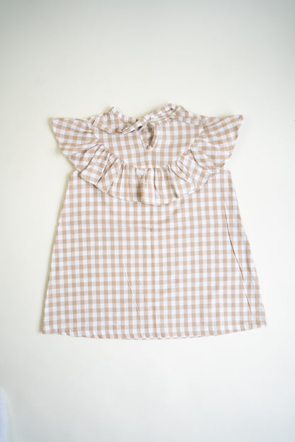 Smock Dress | Beige Gingham