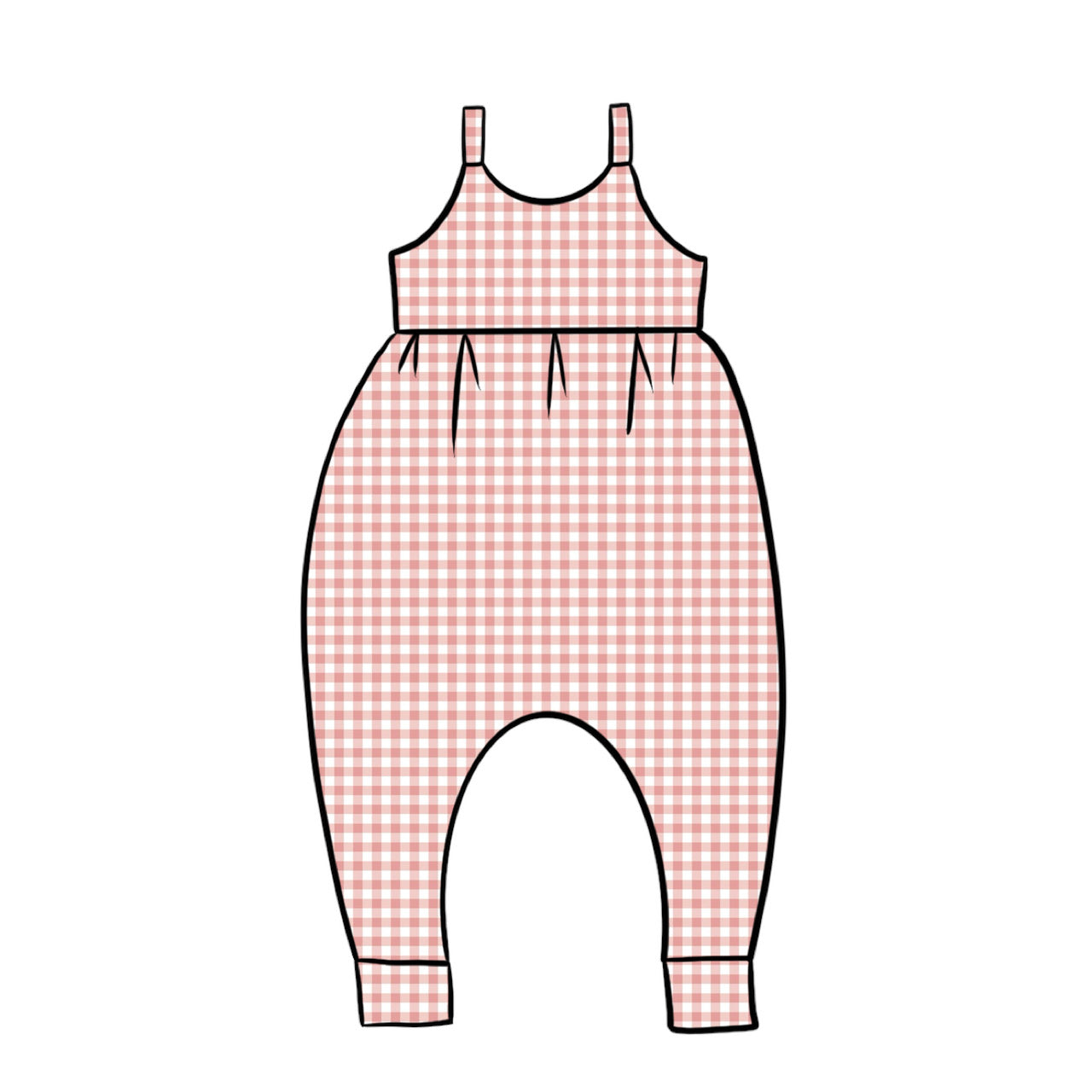 Gathered Romper | Pink Gingham