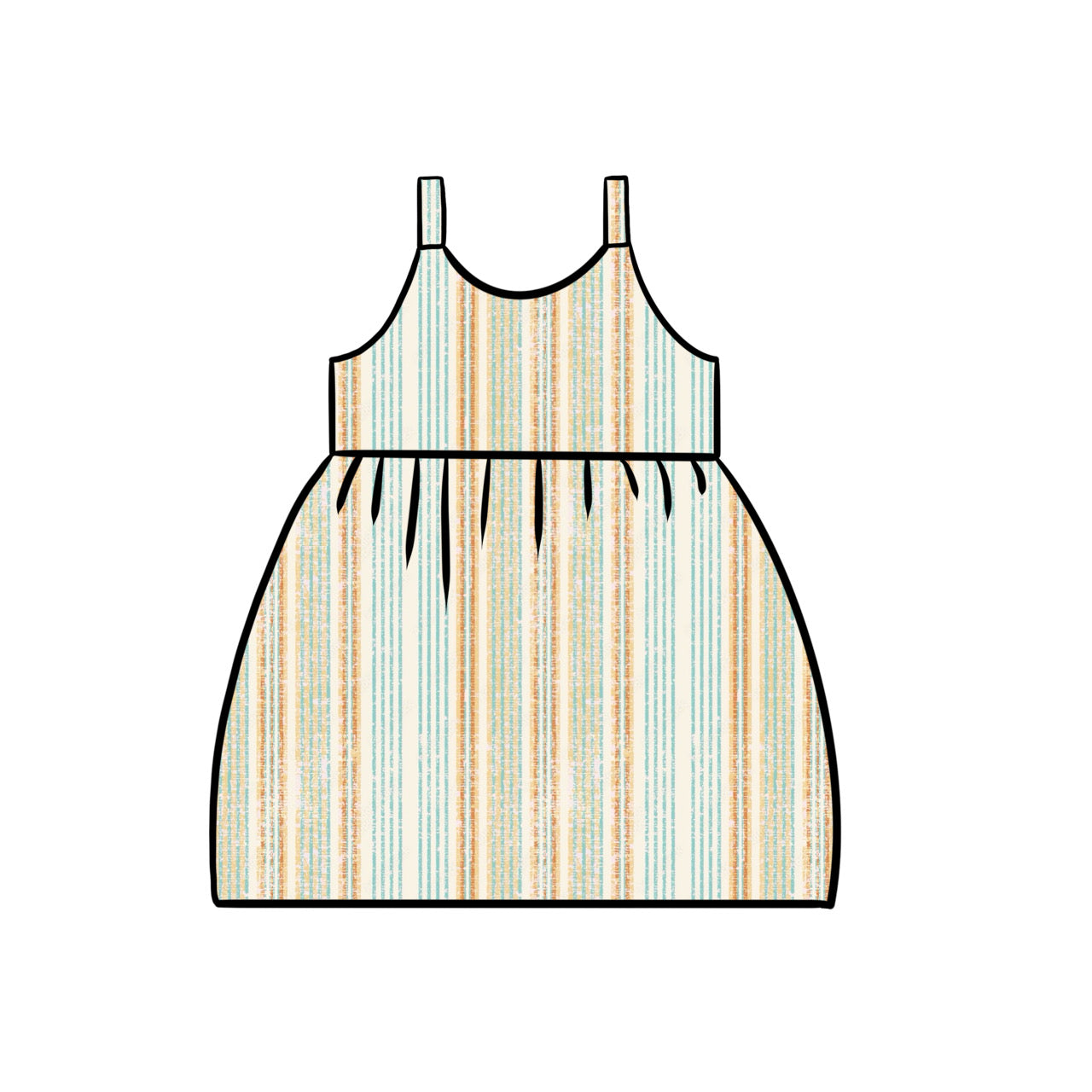 Junior Gathered Dress | Summer Stripe