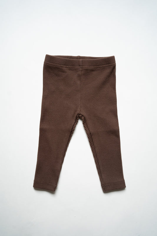 Slim Rib Leggings | Brown