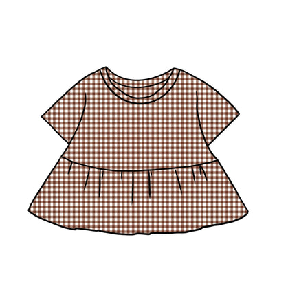 Peplum Tops | Brown Gingham