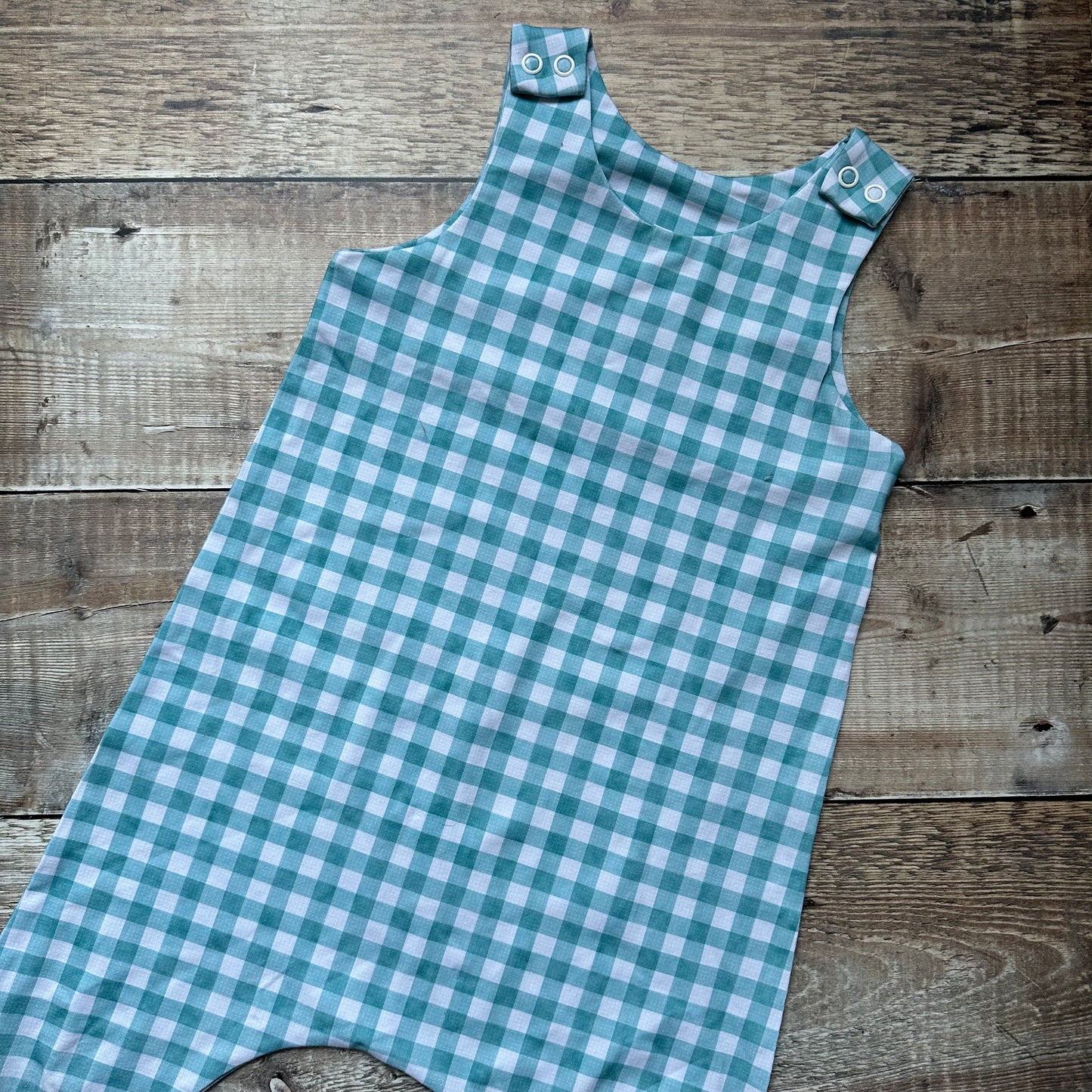 Harem Romper | Aqua Gingham