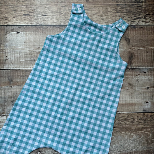 Harem Romper | Aqua Gingham