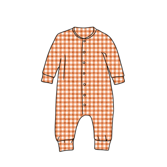 Popperdown Romper | Orange Gingham