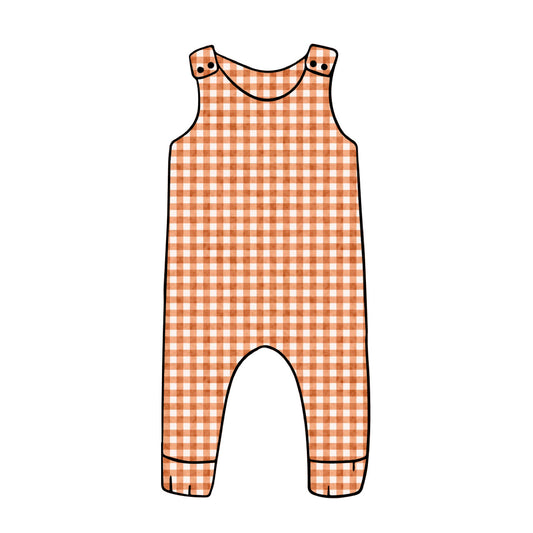 Harem Romper | Orange Gingham