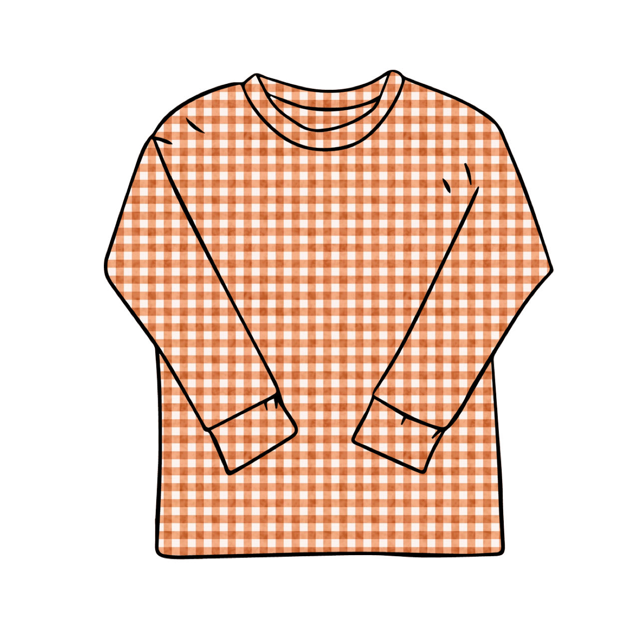 Baggy Tees | Long + Short Sleeve | Orange Gingham