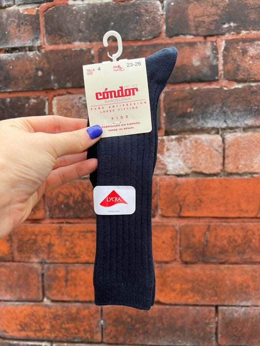 Condor Ribbed Knee Socks - Navy